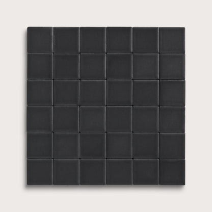 Deep Black ceramic tile, 2 by 2 inch mosaic, matte finish