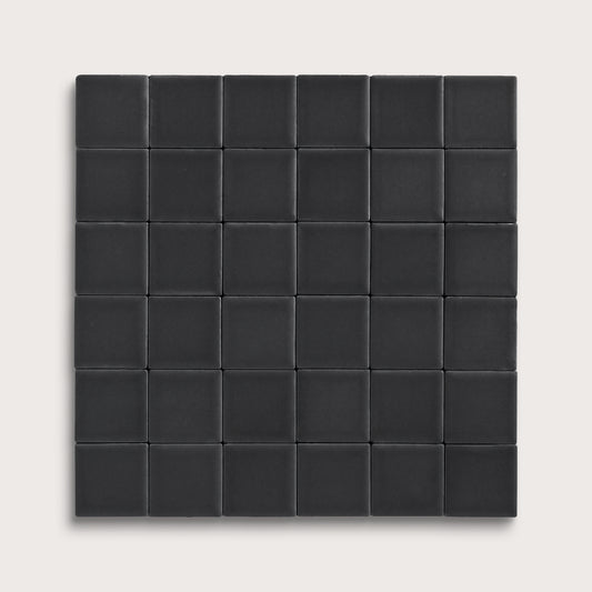 Deep Black ceramic tile, 2 by 2 inch mosaic, matte finish