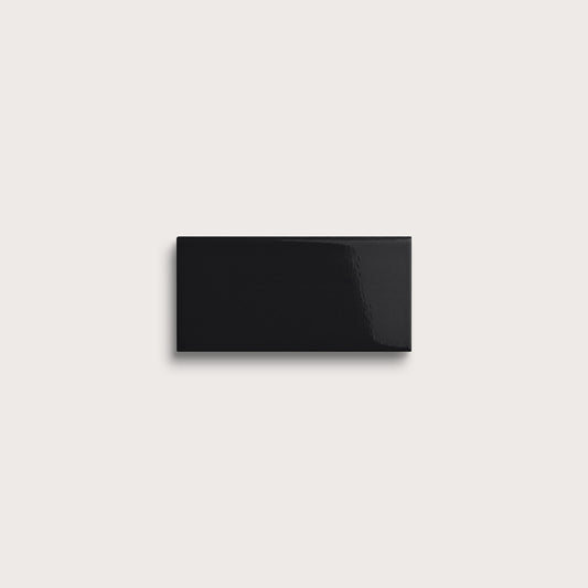 Deep Black ceramic tile, 2 by 4 inches, gloss finish