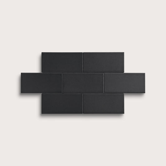 Deep Black ceramic tile, 2 by 4 inches, matte finish