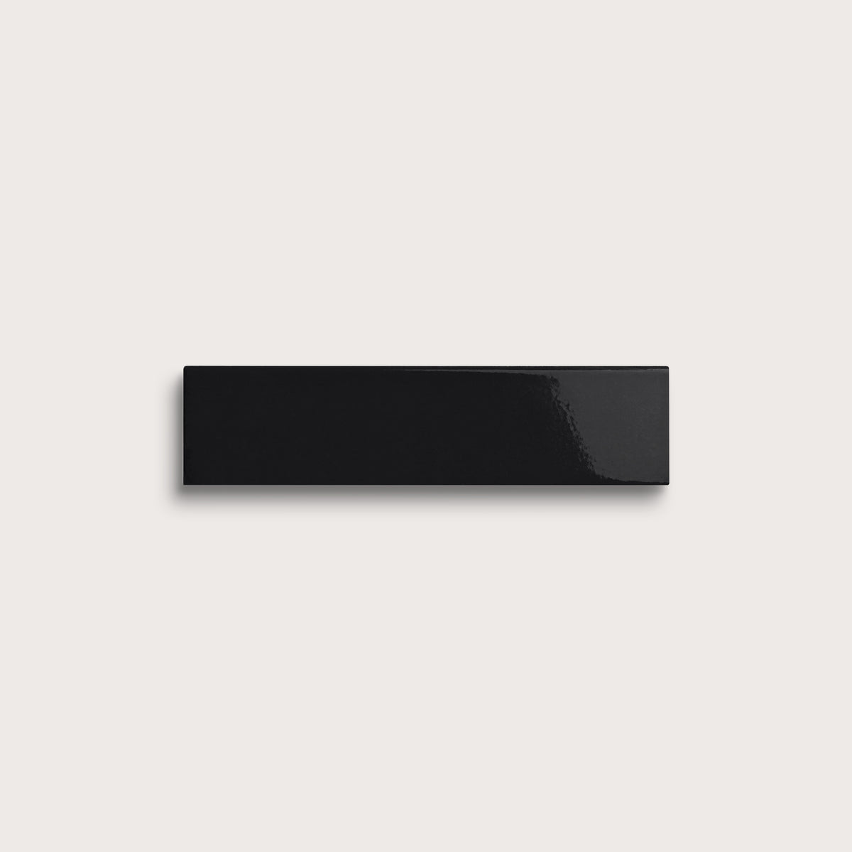 Deep Black ceramic tile, 2 by 8 inches, gloss finish