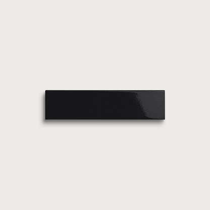 Deep Black ceramic tile, 2 by 8 inches, gloss finish