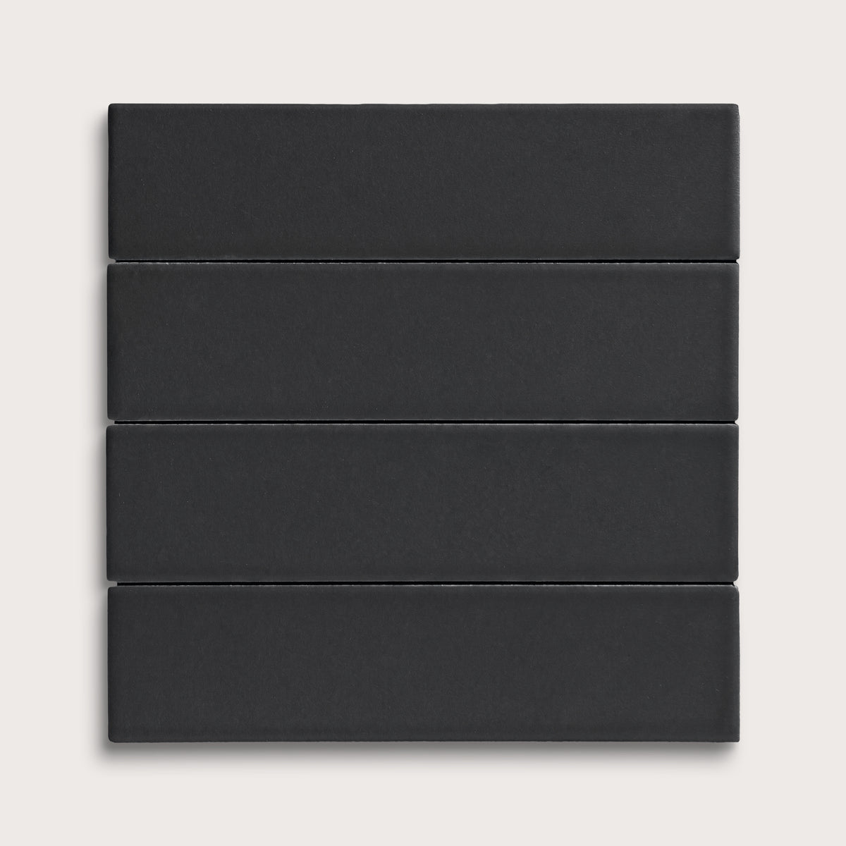 Deep Black ceramic tile, 2 by 8 inches, matte finish