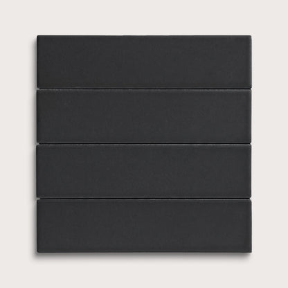 Deep Black ceramic tile, 2 by 8 inches, matte finish
