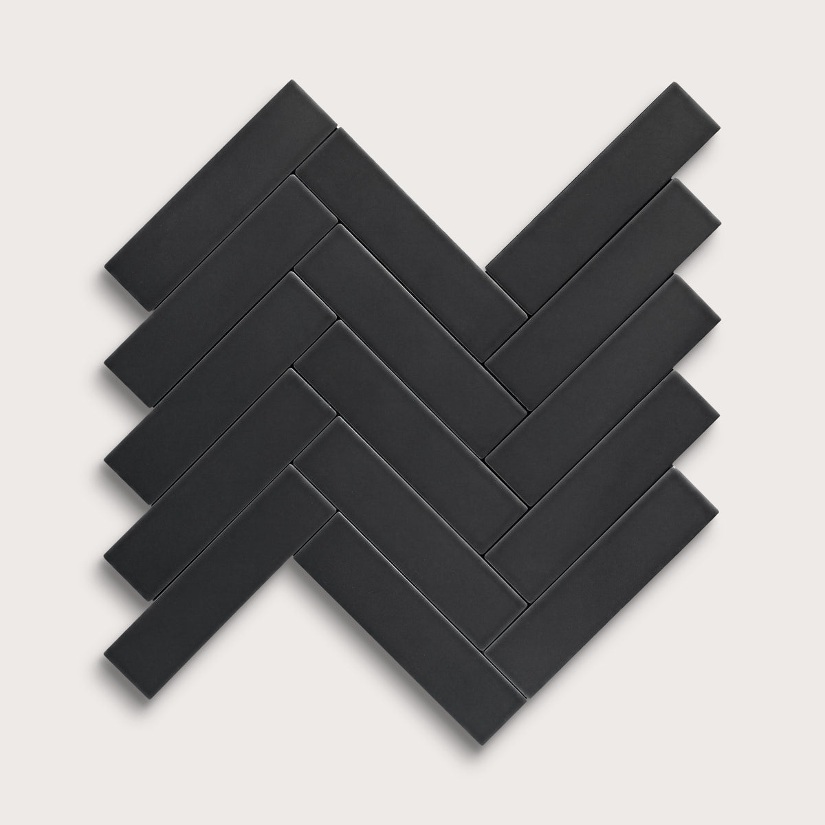 Deep Black ceramic tile, 2 by 8 inches, matte finish
