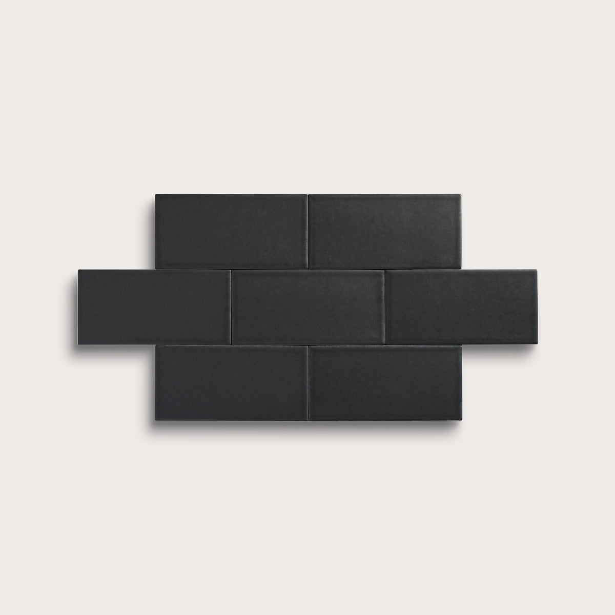 Deep Black ceramic tile, 3 by 6 inches, matte finish