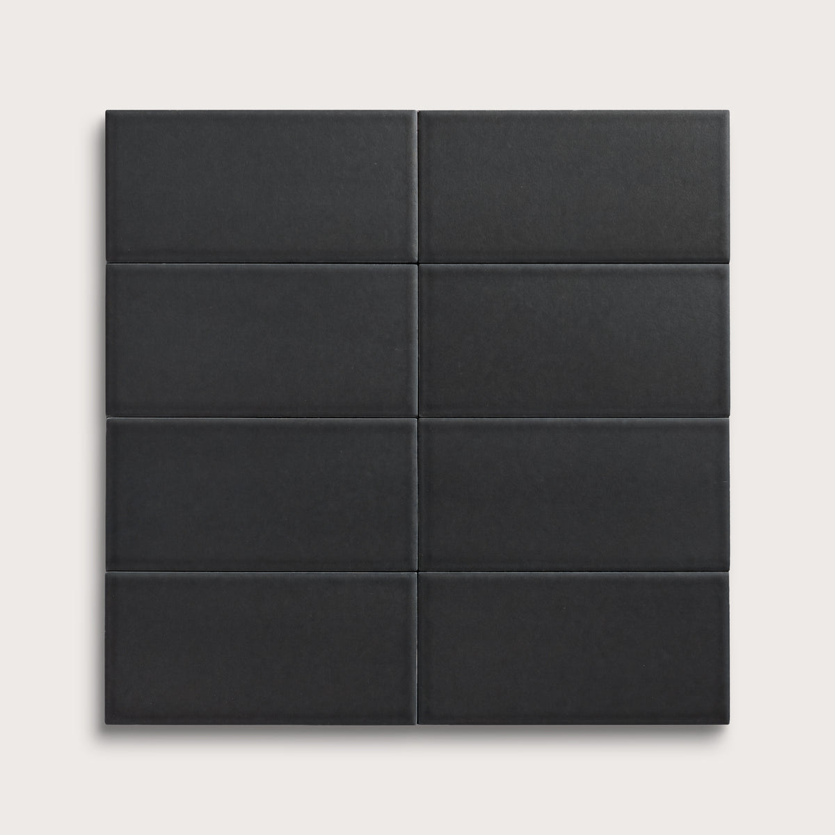 Deep Black ceramic tile, 3 by 6 inches, matte finish
