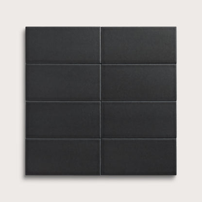 Deep Black ceramic tile, 3 by 6 inches, matte finish