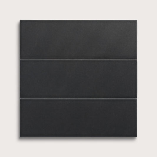 Deep Black ceramic tile, 4 by 12 inches, matte finish