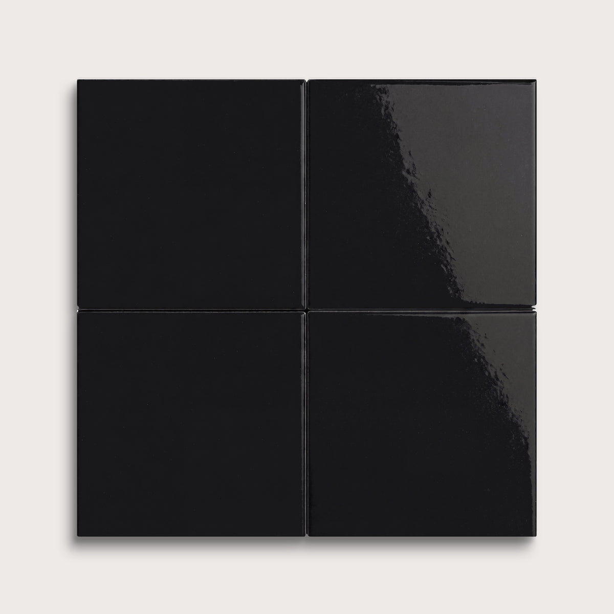 Deep Black ceramic tile, 4 by 4 inches, gloss finish