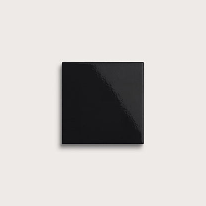 Deep Black ceramic tile, 4 by 4 inches, gloss finish