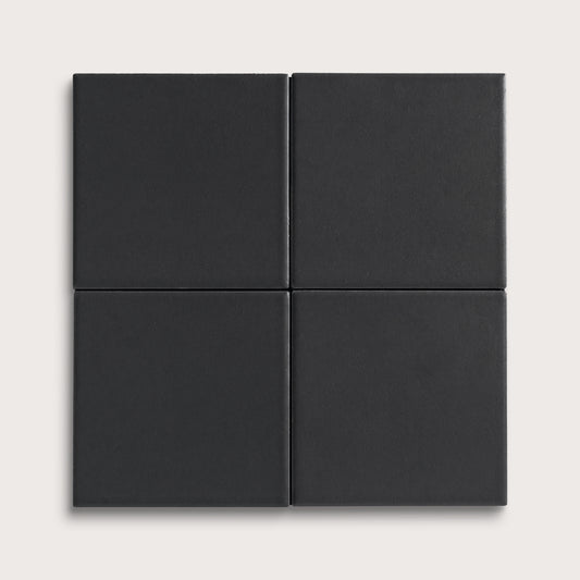 Deep Black ceramic tile, 4 by 4 inches, matte finish