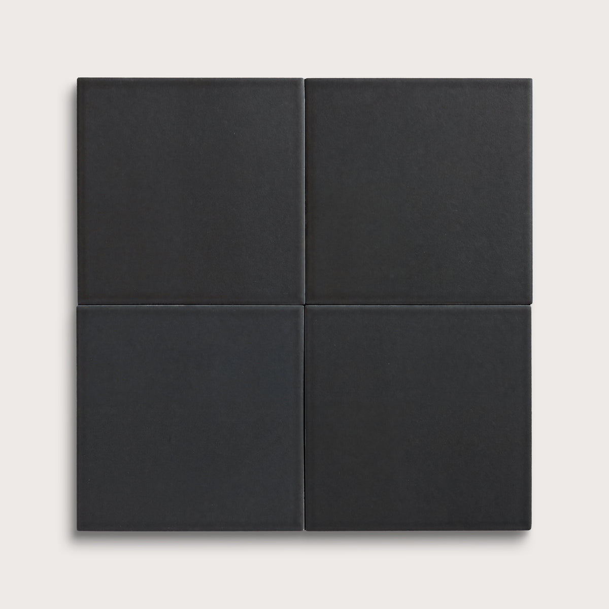 Deep Black ceramic tile, 8 by 8 inches, matte finish
