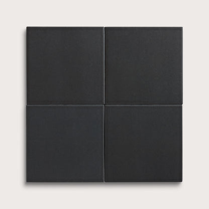 Deep Black ceramic tile, 8 by 8 inches, matte finish