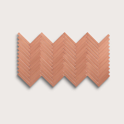 Dusk ceramic tile, 1 by 6 inch herringbone mosaic, matte finish