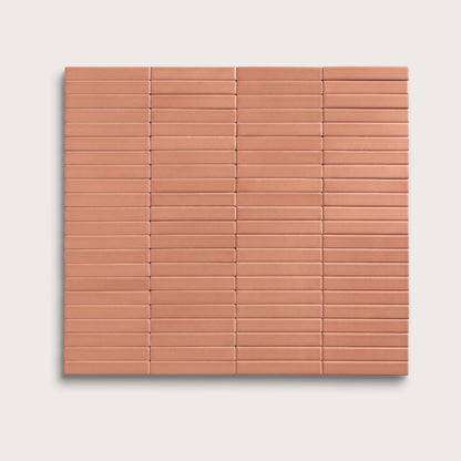 Dusk ceramic tile, 1 by 6 inch stacked mosaic, matte finish