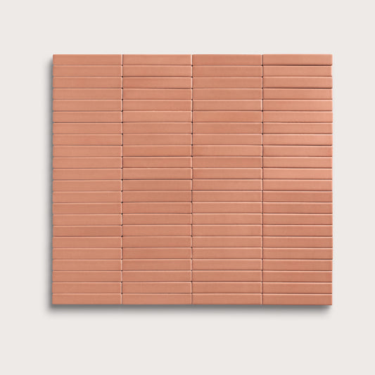 Dusk ceramic tile, 1 by 6 inch stacked mosaic, matte finish