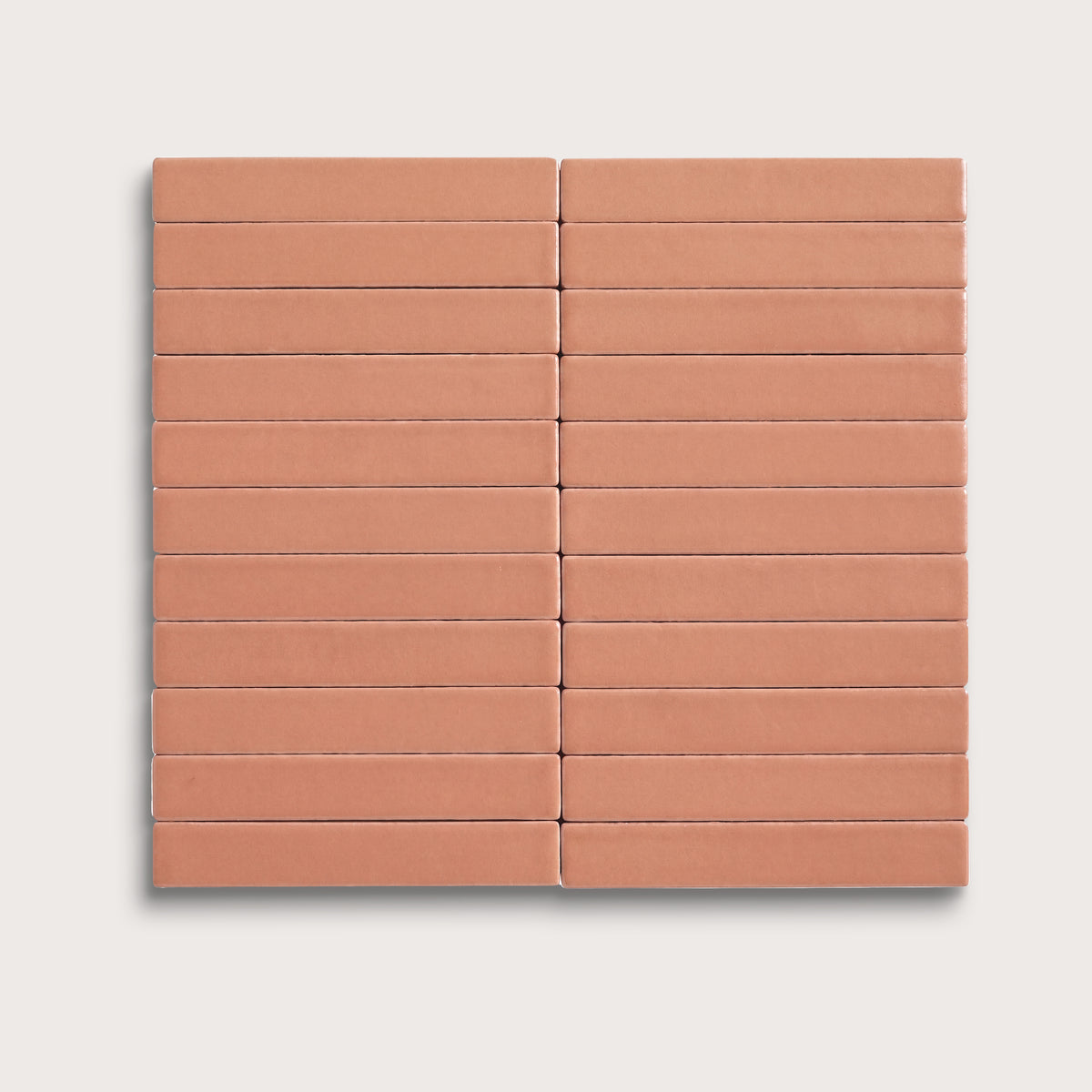Dusk ceramic tile, 1 by 6 inch stacked mosaic, matte finish