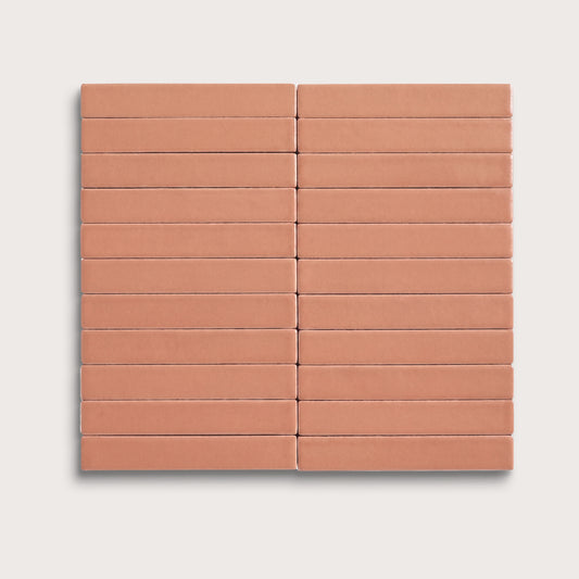 Dusk ceramic tile, 1 by 6 inch stacked mosaic, matte finish