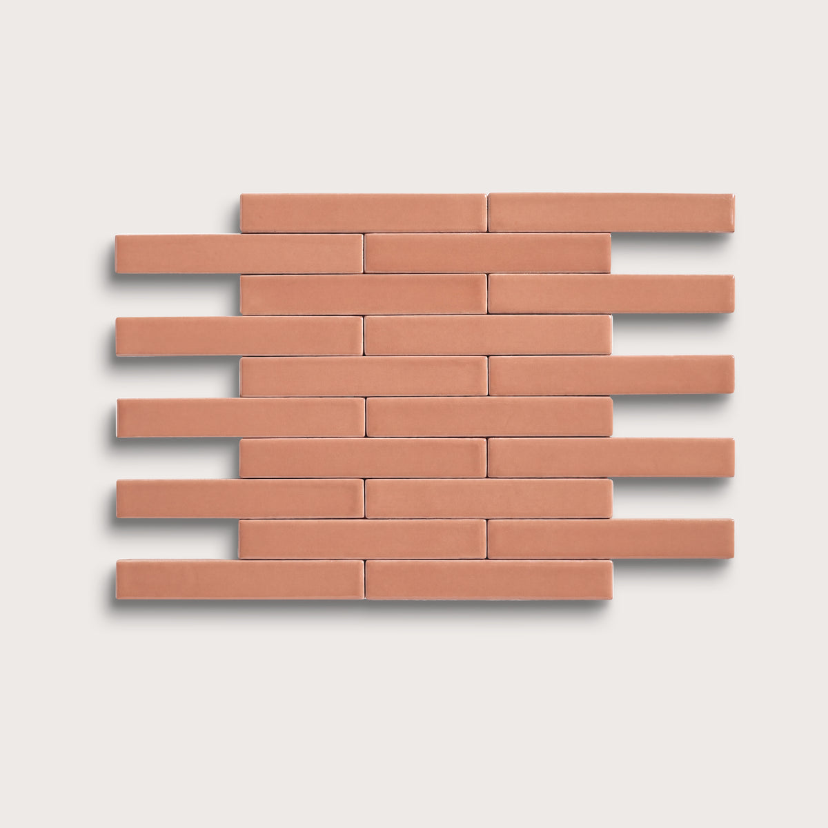Dusk ceramic tile, 1 by 6 inch subway mosaic, matte finish