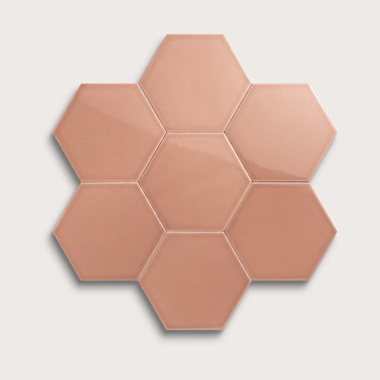 Dusk ceramic tile, 8 inch hex, gloss finish