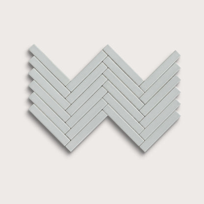 Echo ceramic tile, 1 by 6 inch herringbone mosaic, matte finish