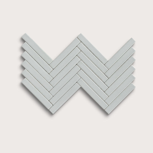 Echo ceramic tile, 1 by 6 inch herringbone mosaic, matte finish