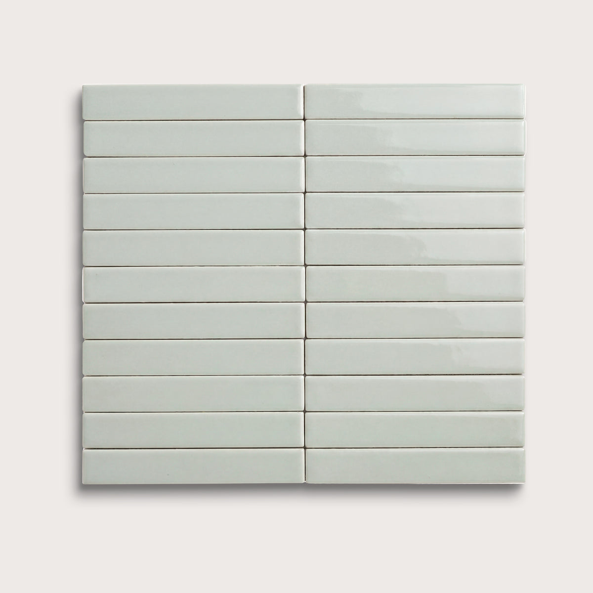 Echo ceramic tile, 1 by 6 inch stacked mosaic, gloss finish