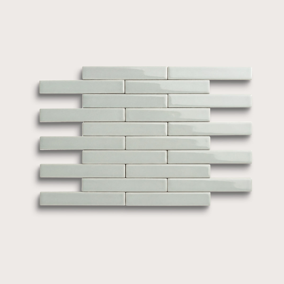 Echo ceramic tile, 1 by 6 inch subway mosaic, gloss finish