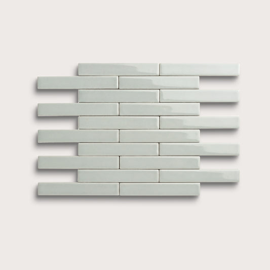 Echo ceramic tile, 1 by 6 inch subway mosaic, gloss finish