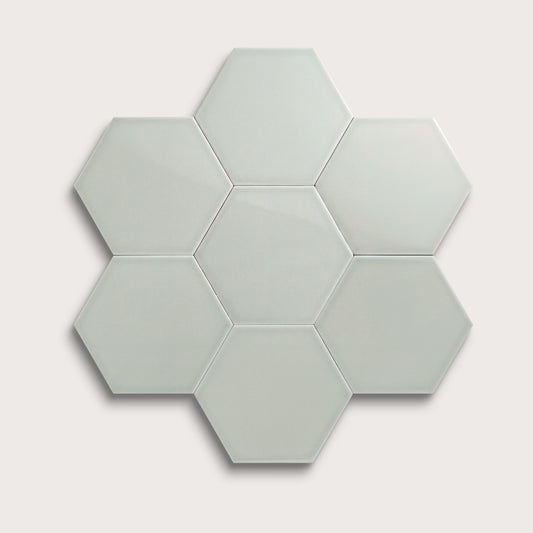 Echo ceramic tile, 8 inch hex, gloss finish