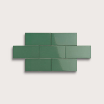 Evergreen ceramic tile, 2 by 4 inches, gloss finish