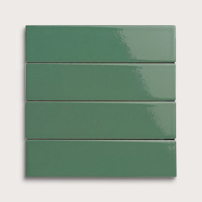 Evergreen ceramic tile, 2 by 8 inches, gloss finish