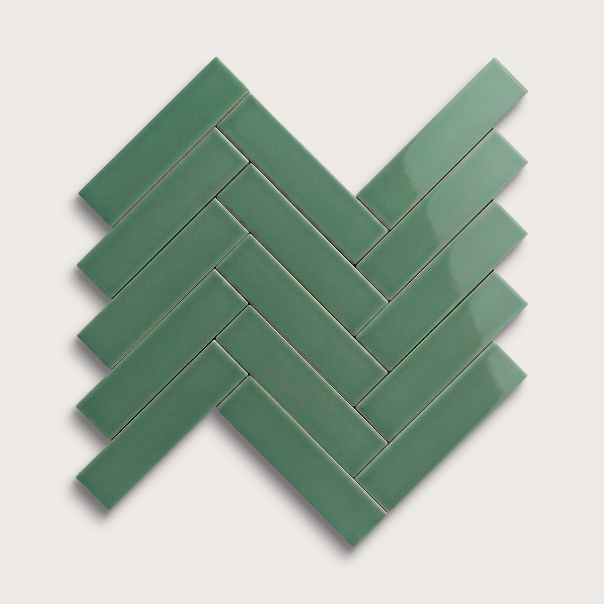 Evergreen ceramic tile, 2 by 8 inches, gloss finish