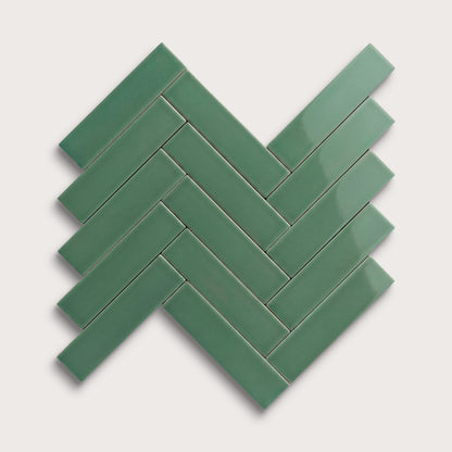 Evergreen ceramic tile, 2 by 8 inches, gloss finish