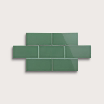 Evergreen ceramic tile, 3 by 6 inches, gloss finish