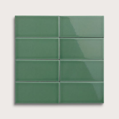 Evergreen ceramic tile, 3 by 6 inches, gloss finish