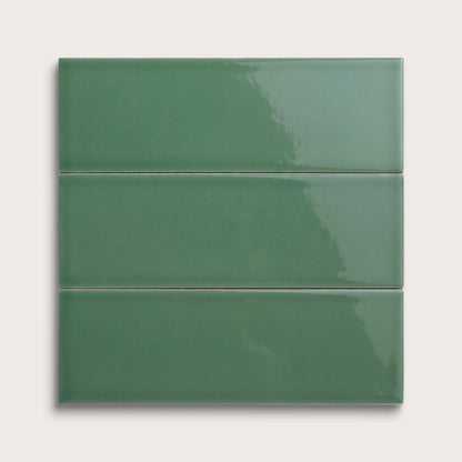 Evergreen ceramic tile, 4 by 12 inches, gloss finish
