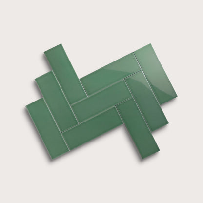 Evergreen ceramic tile, 4 by 12 inches, gloss finish
