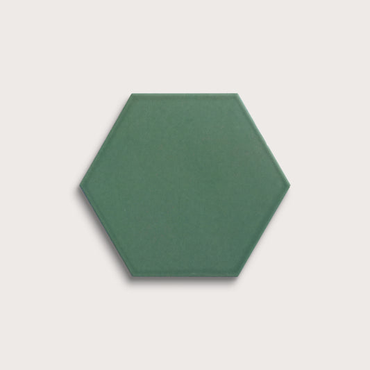Evergreen ceramic tile, 8 inch hex, matte finish