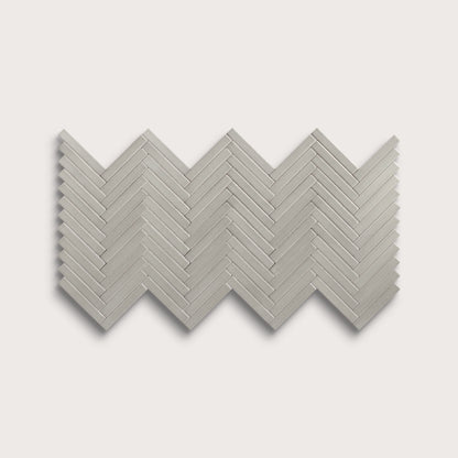 Fog ceramic tile, 1 by 6 inch herringbone mosaic, matte finish