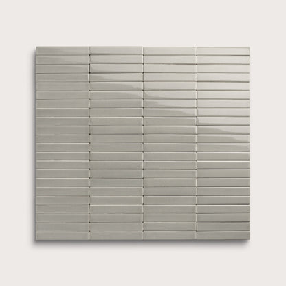 Fog ceramic tile, 1 by 6 inch stacked mosaic, gloss finish