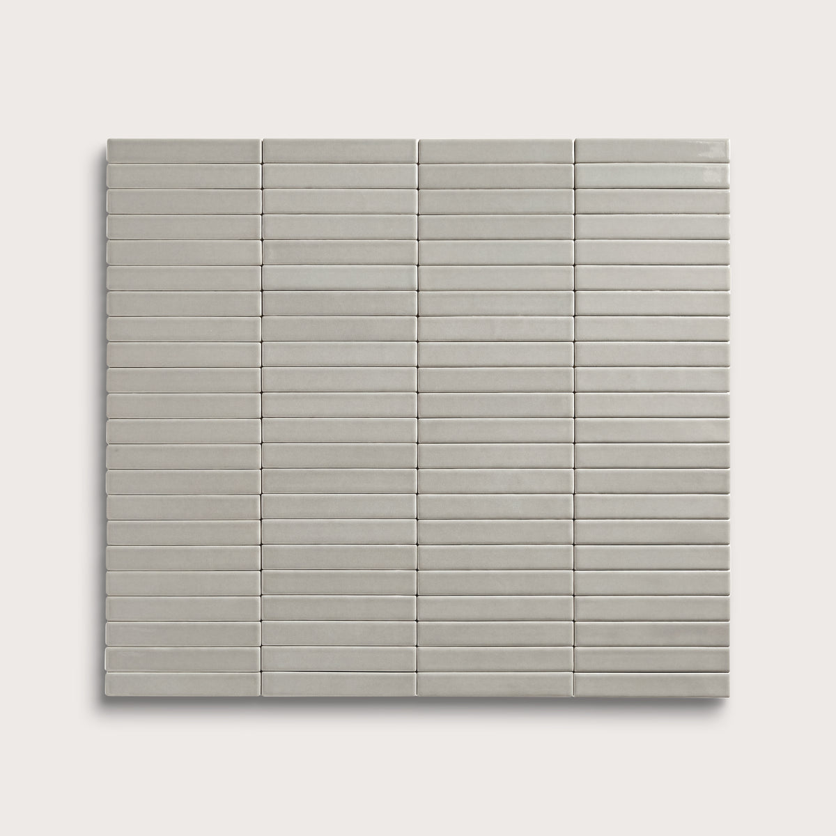 Fog ceramic tile, 1 by 6 inch stacked mosaic, matte finish
