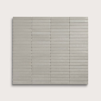 Fog ceramic tile, 1 by 6 inch stacked mosaic, matte finish