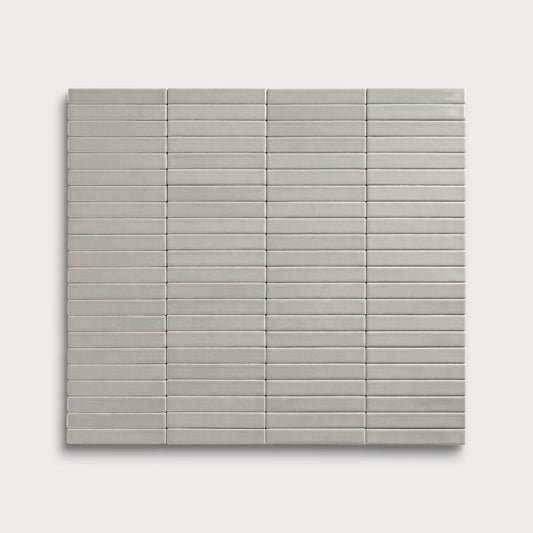 Fog ceramic tile, 1 by 6 inch stacked mosaic, matte finish