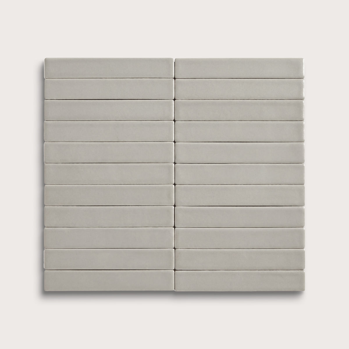 Fog ceramic tile, 1 by 6 inch stacked mosaic, matte finish