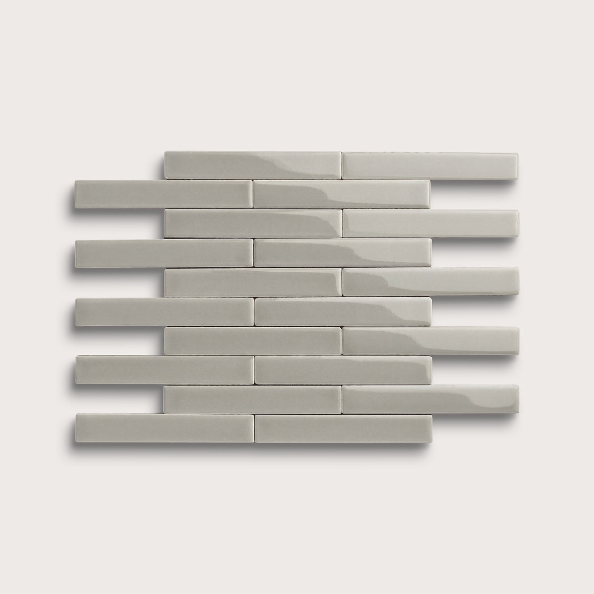 Fog ceramic tile, 1 by 6 inch subway mosaic, gloss finish