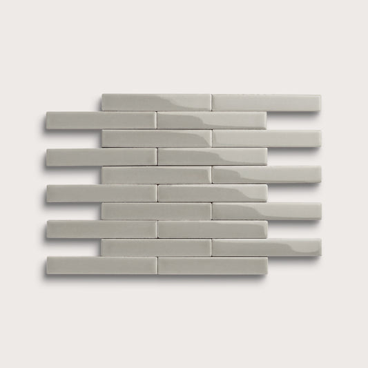 Fog ceramic tile, 1 by 6 inch subway mosaic, gloss finish