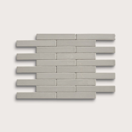 Fog ceramic tile, 1 by 6 inch subway mosaic, matte finish