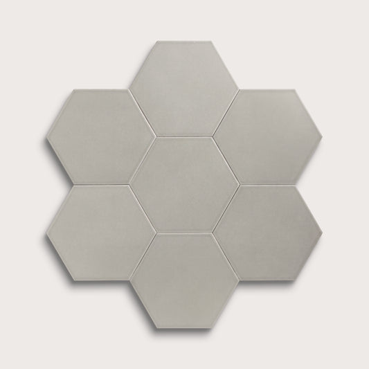 Fog ceramic tile, 8 inch hex, matte finish